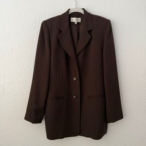 Casual Corner Women’s Vintage Brown Pinstripe Blazer Size 8